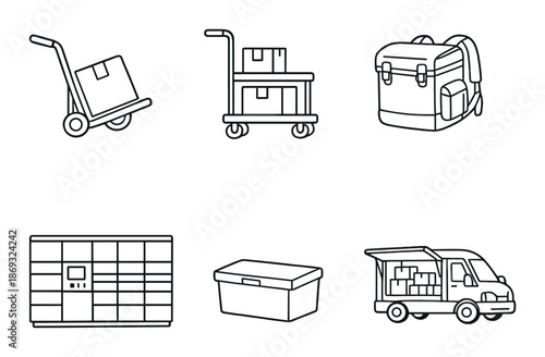 Icons of delivery storage and transportation methods