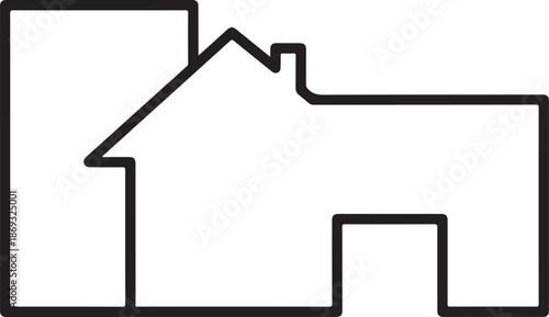 Simple black line drawing of a house