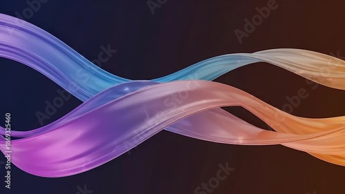 A flowing, abstract, colorful illustration of ribbons, showcasing a blend of hues, swirls on a black background