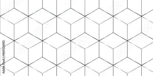 Abstract black square line hexagons seamless hexagon polygonal pattern background. vector seamless creative pattern bright white abstract honeycomb background.
