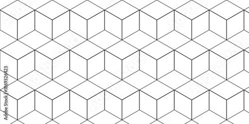 Abstract black square line hexagons seamless hexagon polygonal pattern background. vector seamless creative pattern bright white abstract honeycomb background.