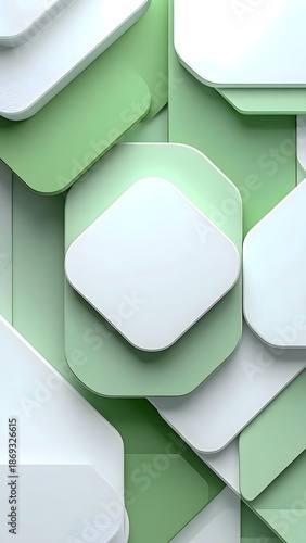 Minimal rounded geometric shapes soft green high resolution background