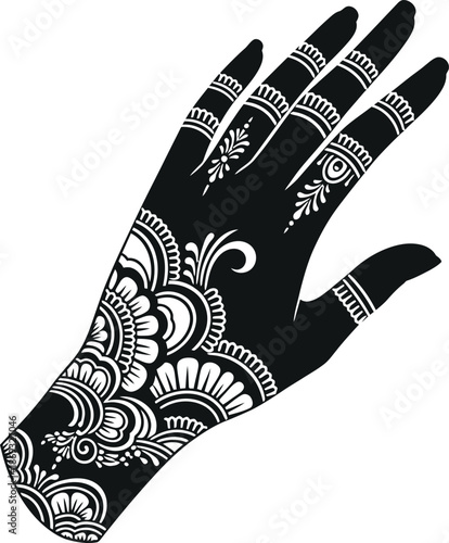 Ramadan henna art on hand for muslim celebrations and traditions