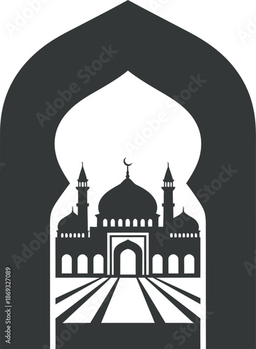 Ramadan mubarak mosque archway silhouette islamic holy month of fasting and reflection