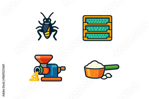 Bug farm processing icons