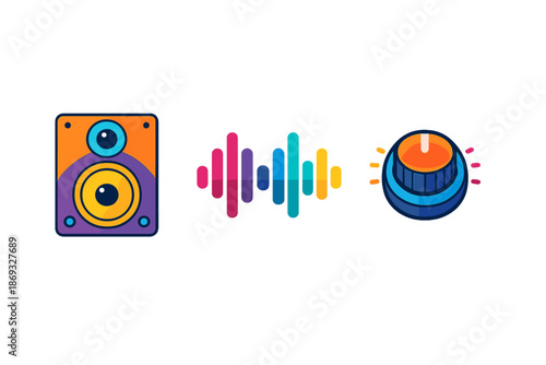 Speaker, Sound Wave, and Volume Knob