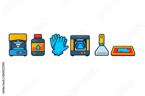 3D Printing Equipment Icons