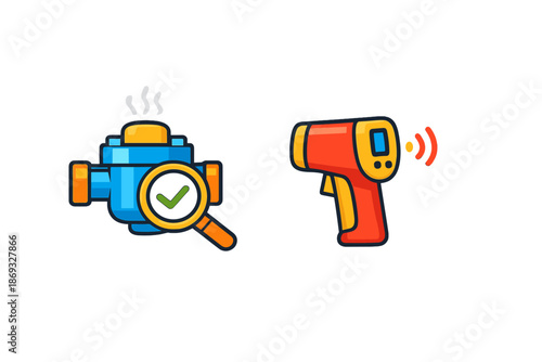 Inspection and temperature check icons