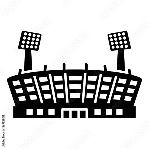 Sports Stadium Icon – Arena with Floodlights Symbol for Games, Events & Team Design