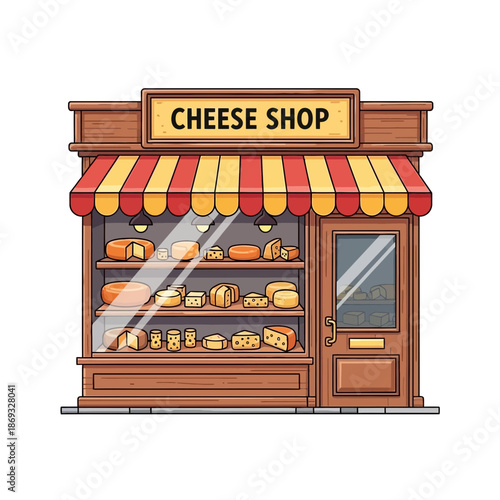 Bakery Shop Illustration – Bread Storefront with Fresh Pastries for Food & Business Design