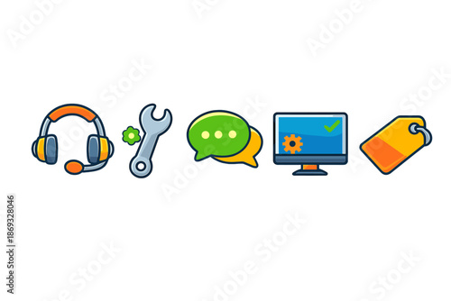 Customer support icons set