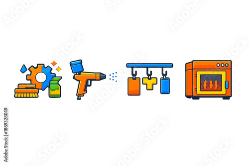 Powder Coating Process Icons