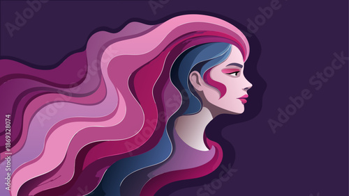 Abstract portrait with vibrant hair