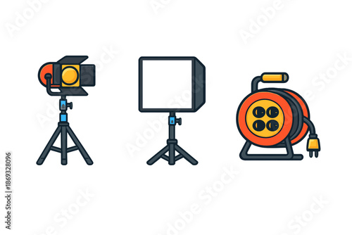 Studio lighting equipment icons