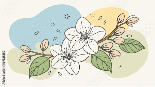 Delicate white blossoms on a branch