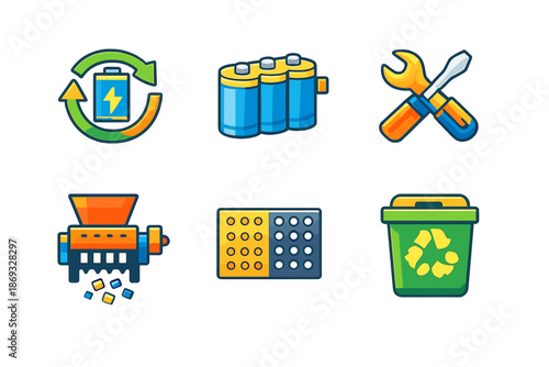 Recycling and Energy Icons Set