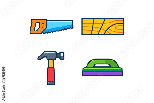 Set of carpentry and DIY tool icons