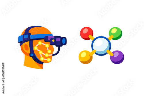 Virtual Reality Headset and Molecular Model