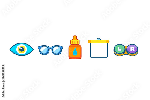 Eye care icons on a gradient background