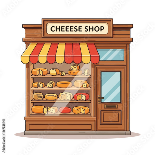 Bakery Shop Illustration – Bread Storefront with Fresh Pastries for Food & Business Design