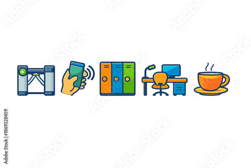 Collection of modern office and work icons