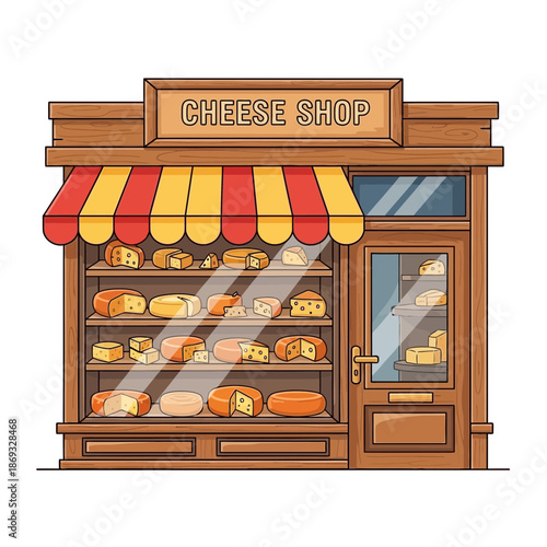 Bakery Shop Illustration – Bread Storefront with Fresh Pastries for Food & Business Design
