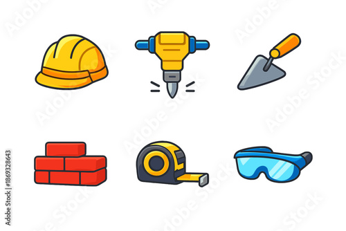 Construction Icons Set on a Dark Background