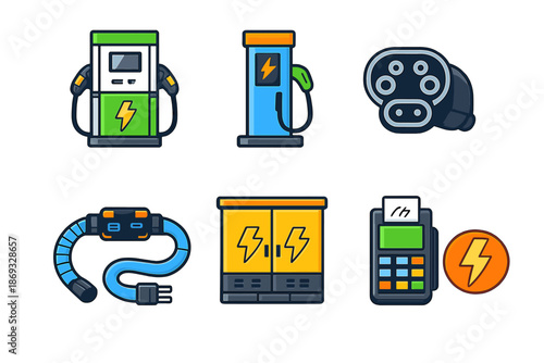 Electric vehicle charging station icons