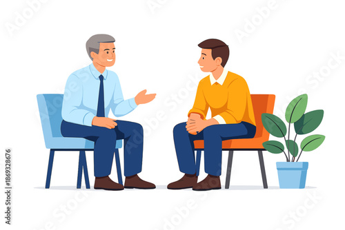 Two men talking in a relaxed environment