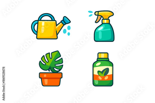 Gardening icons set for houseplants