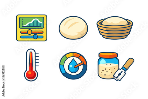 Baking ingredients and tools icons