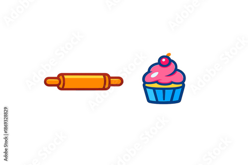 Rolling Pin and Cupcake Icons