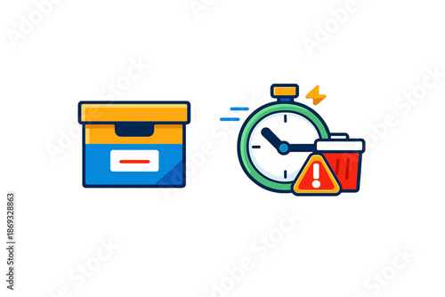 Data storage and time limit warning icons