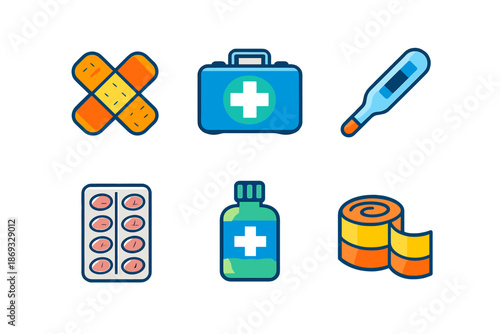 Set of medical icons with a gradient background