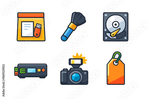Forensic and Digital Crime Investigation Icons