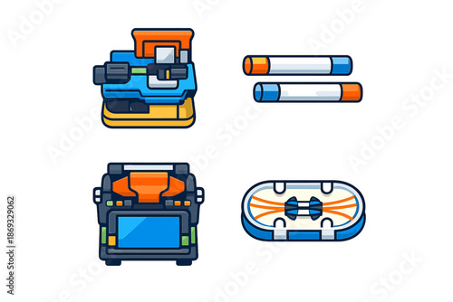 Fiber Optic Splicing Equipment Icons