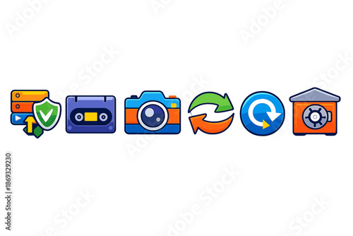 Set of Flat Style Icons with a 3D Feel