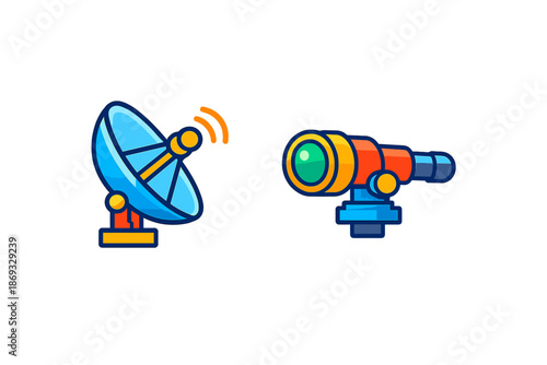 Satellite dish and telescope icons
