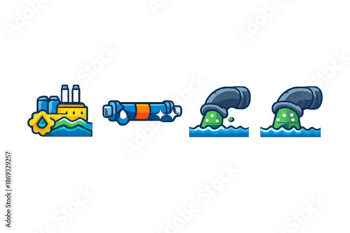 Water pollution icons