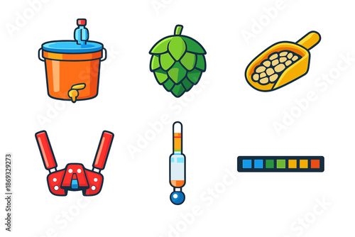 Brewing Equipment Icons Set