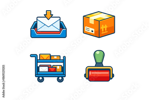 Set of mail and delivery icons