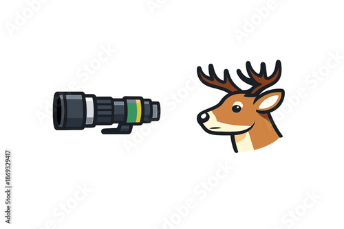 Deer and Camera Lens Icon