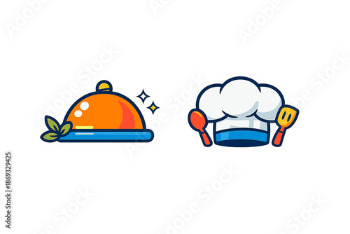 Chef's hat and food platter icons