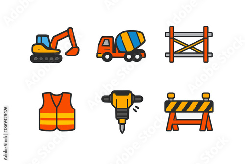 Construction icons set