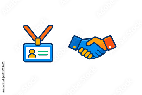 Id Card and Handshake Icons