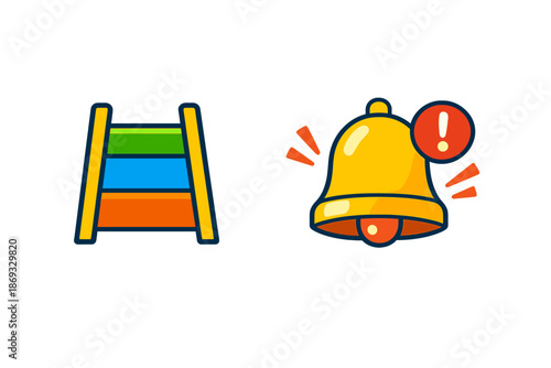 Ladder and alarm bell icons