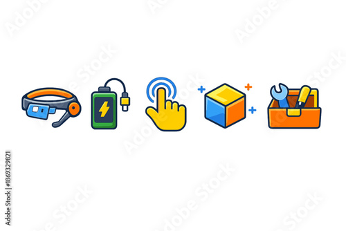 Set of tech and tool icons