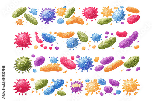 Colorful Microscopic Organisms on a Gradient Background