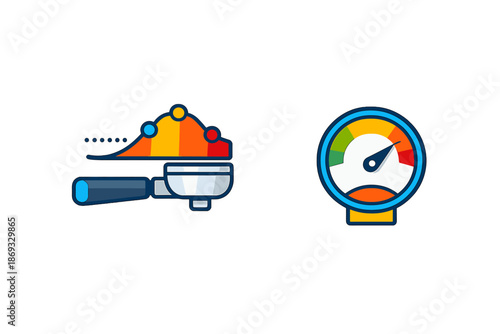 Espresso machine portafilter with graph and pressure gauge