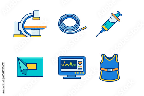 Medical Icons Set on Black Background